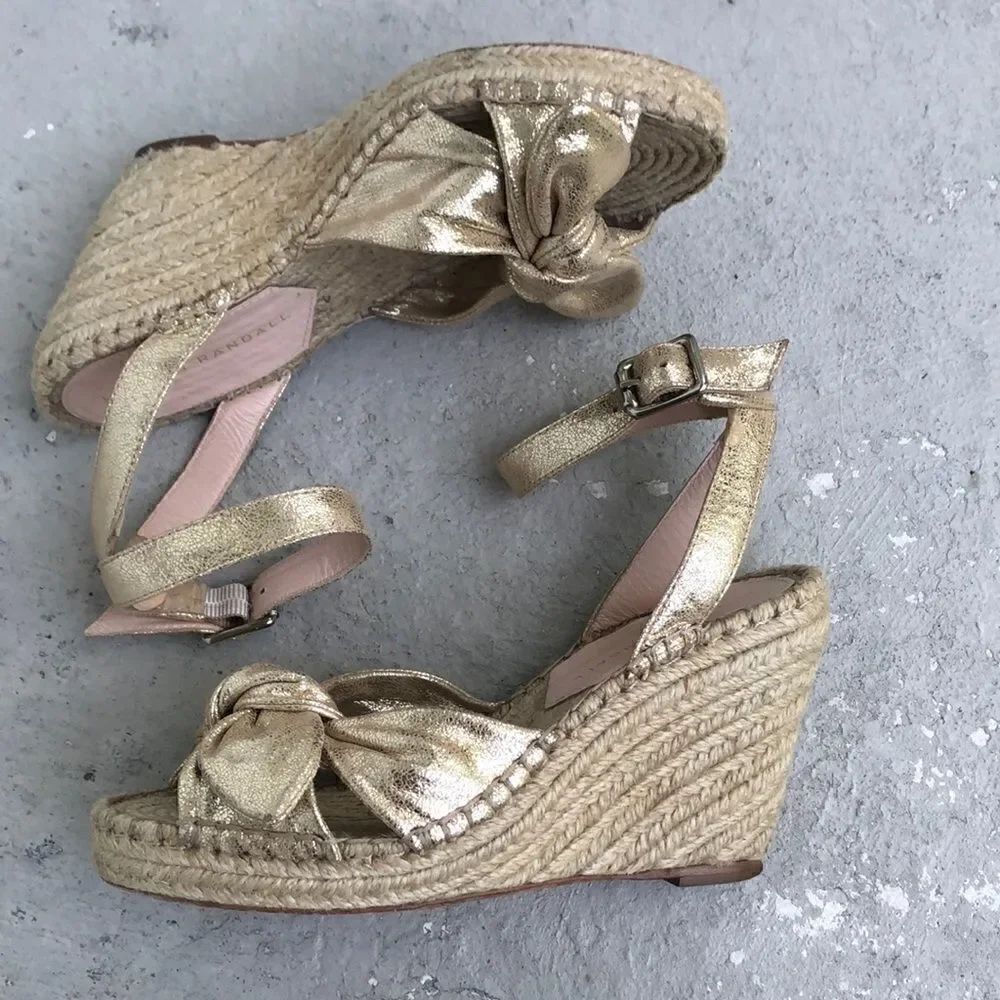 Loeffler Randall metallic bow heeled espadrilles